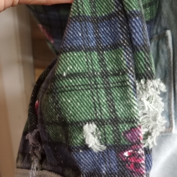 Vintage LA Gear Denim Jacket Plaid Acid Wash Boxy 90s Grunge SZ Small Oversized - Picture 9 of 10